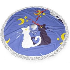 Sailor Moon Tree Skirt - Luna and Artemis, Fringe, Fleece